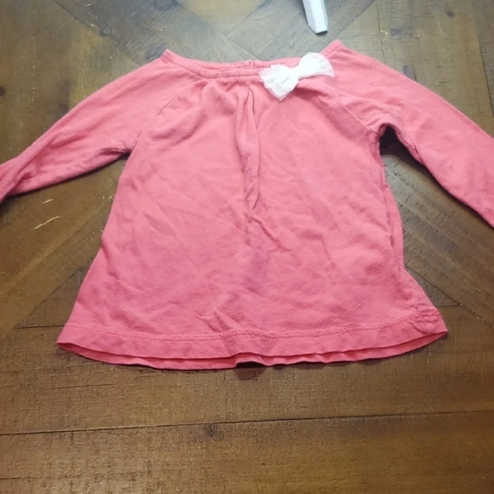 Carter's Coral Long Sleeve Kids Tee with Bow